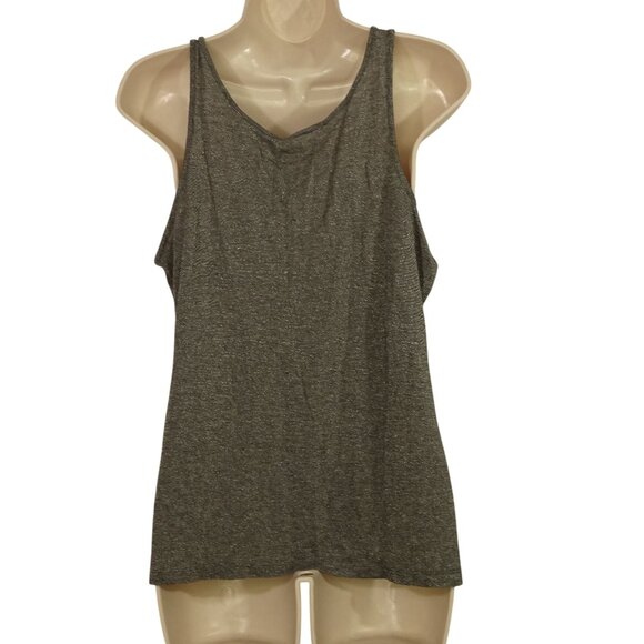 Old Navy Gray Silver Metallic Tank Top Women Size L Party Casual Stretch Fitted - Picture 2 of 8